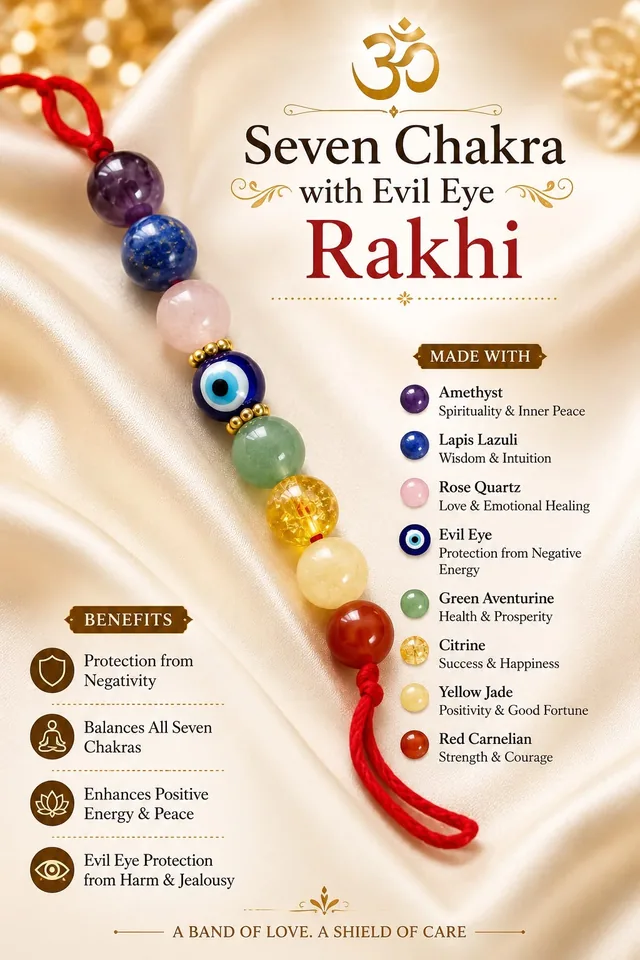 Seven Chakra with Evil Eye Energy Rakhi